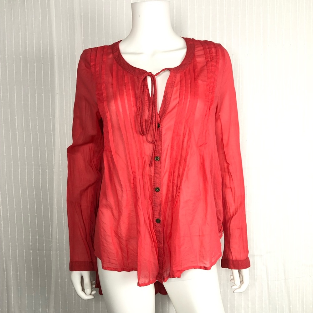 Free People Oversized Swing Button Up Blouse Small